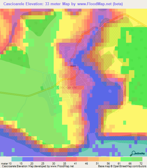 Cascioarele,Romania Elevation Map