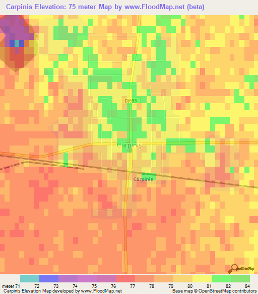 Carpinis,Romania Elevation Map