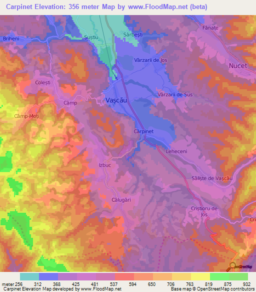 Carpinet,Romania Elevation Map