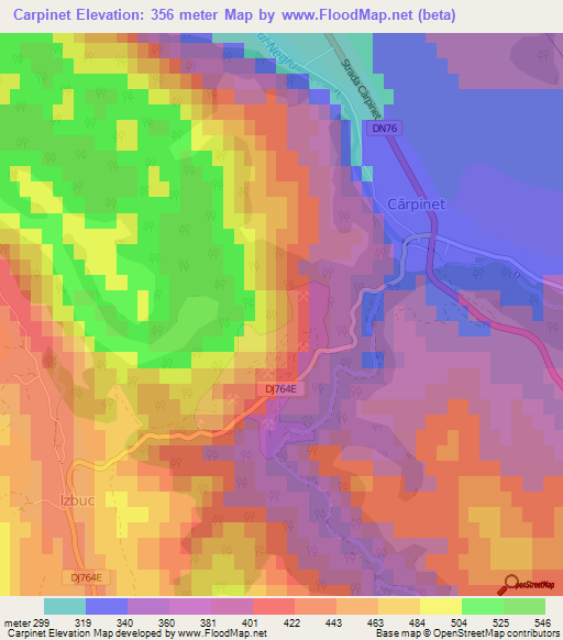 Carpinet,Romania Elevation Map