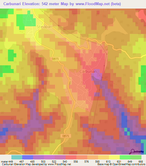 Carbunari,Romania Elevation Map