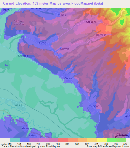 Carand,Romania Elevation Map