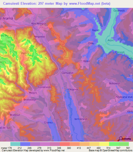 Camuiesti,Romania Elevation Map