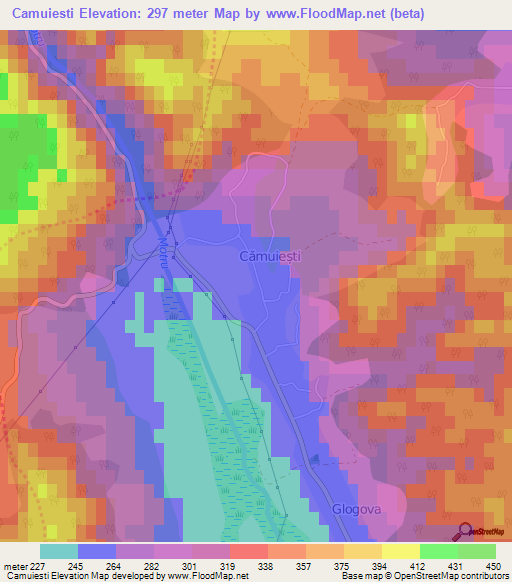 Camuiesti,Romania Elevation Map