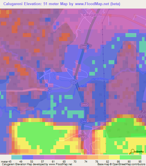 Calugareni,Romania Elevation Map