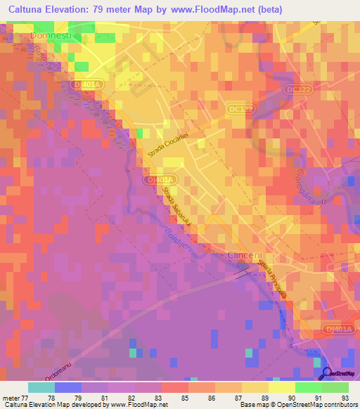 Caltuna,Romania Elevation Map