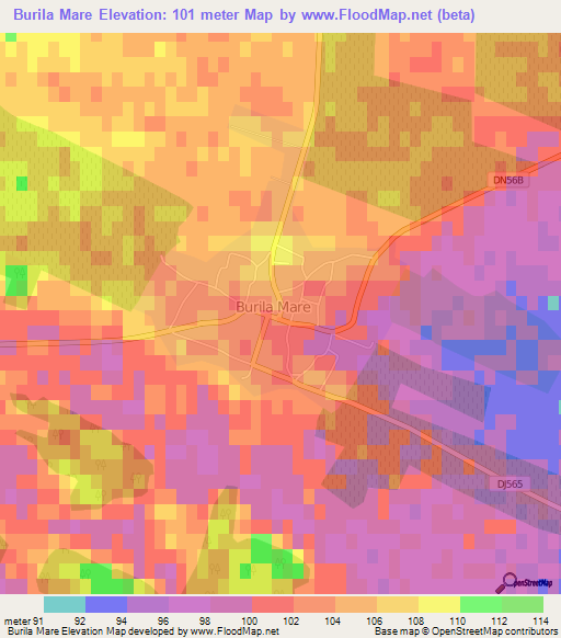 Burila Mare,Romania Elevation Map