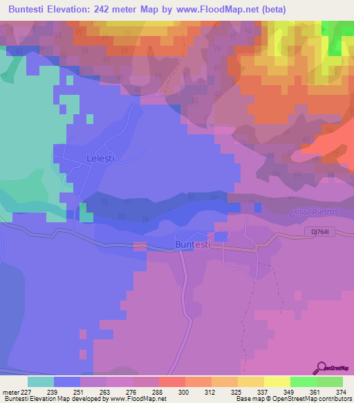 Buntesti,Romania Elevation Map