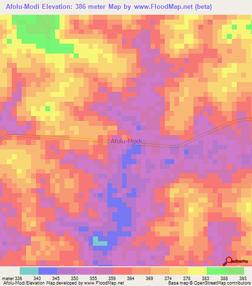 Afolu-Modi,Nigeria Elevation Map