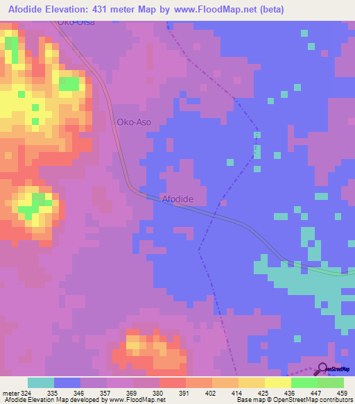 Afodide,Nigeria Elevation Map