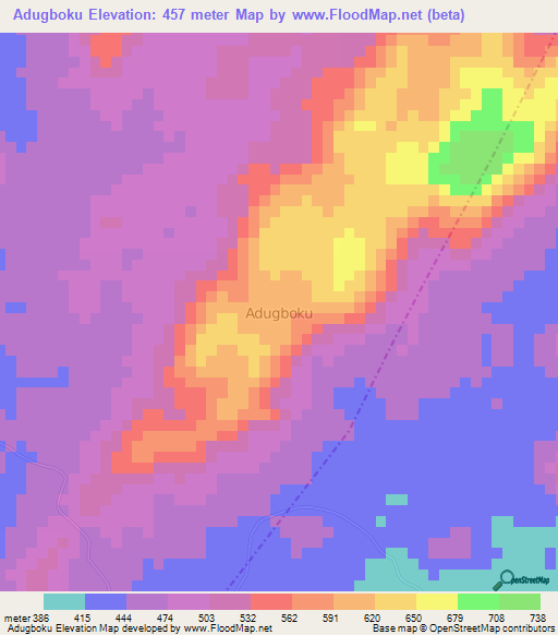 Adugboku,Nigeria Elevation Map