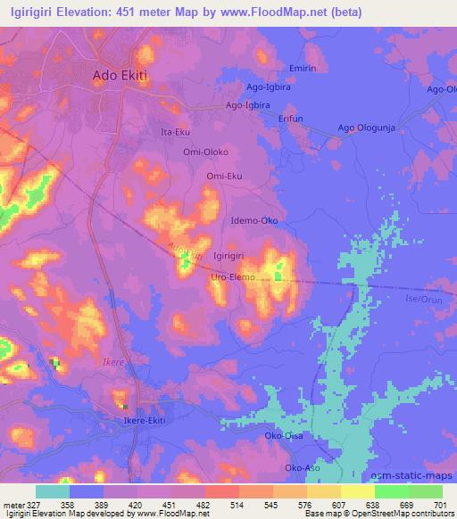 Igirigiri,Nigeria Elevation Map