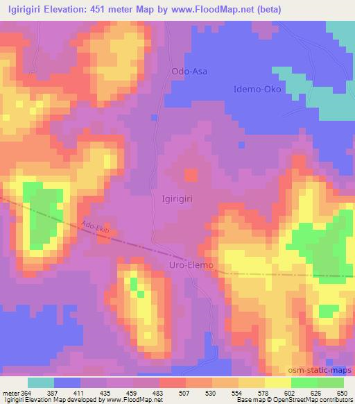 Igirigiri,Nigeria Elevation Map