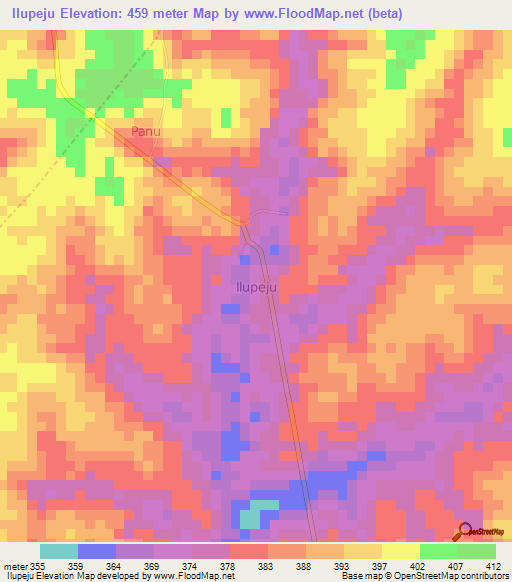 Ilupeju,Nigeria Elevation Map