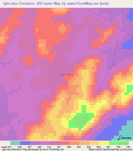 Igbo-Aso,Nigeria Elevation Map