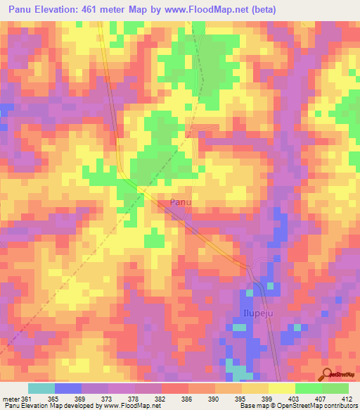 Panu,Nigeria Elevation Map