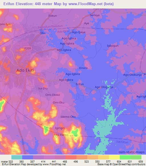 Erifun,Nigeria Elevation Map