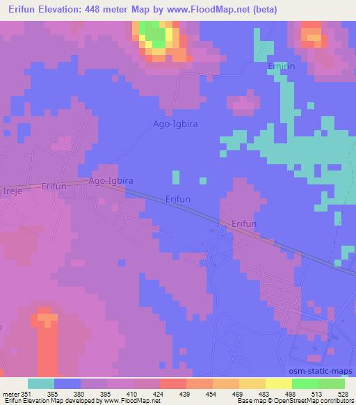 Erifun,Nigeria Elevation Map