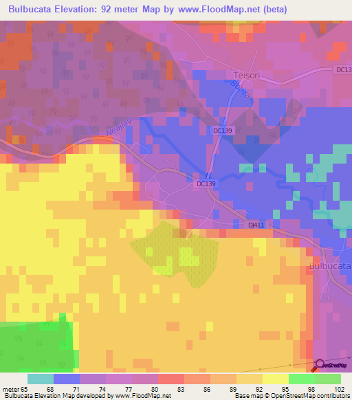 Bulbucata,Romania Elevation Map