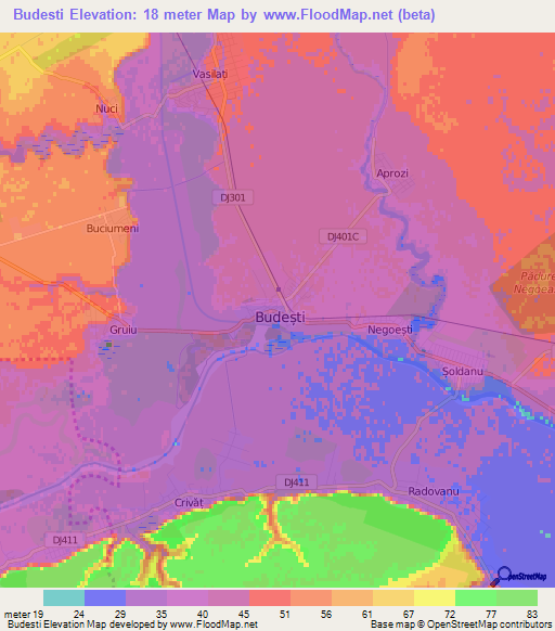 Budesti,Romania Elevation Map