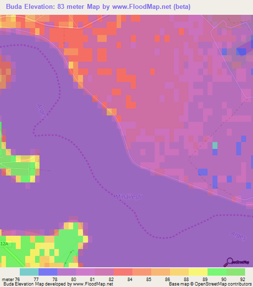 Buda,Romania Elevation Map