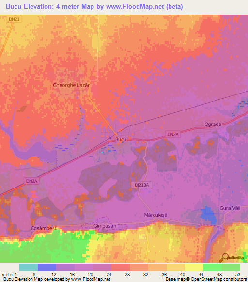 Bucu,Romania Elevation Map