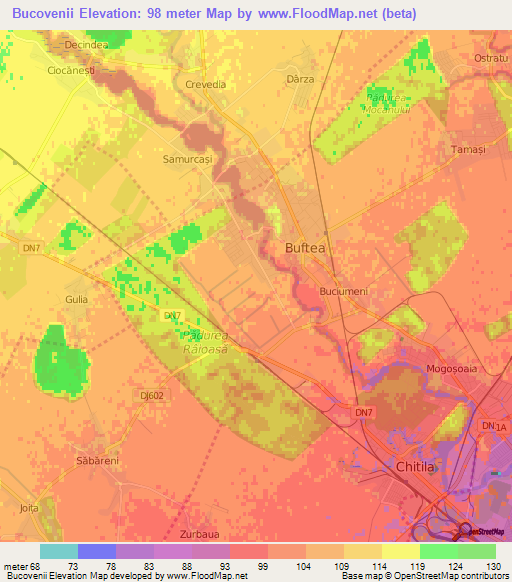 Bucovenii,Romania Elevation Map