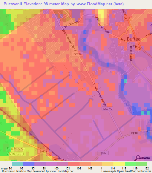 Bucovenii,Romania Elevation Map