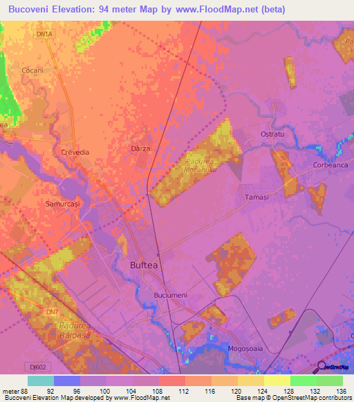 Bucoveni,Romania Elevation Map