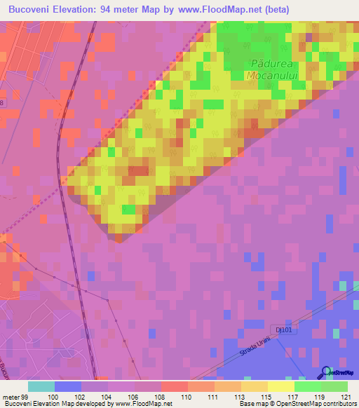 Bucoveni,Romania Elevation Map