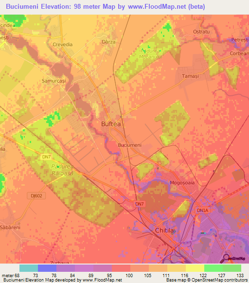 Buciumeni,Romania Elevation Map