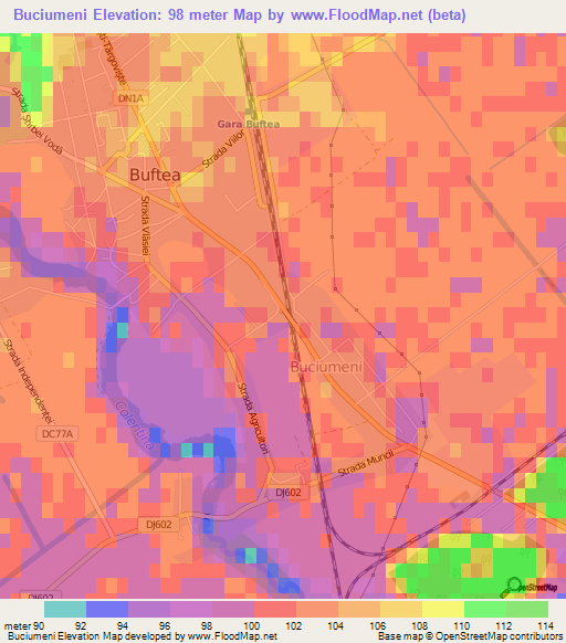 Buciumeni,Romania Elevation Map