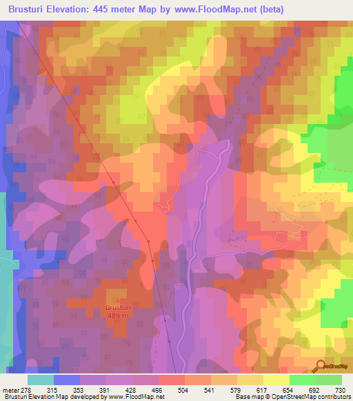 Brusturi,Romania Elevation Map