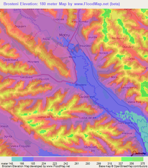 Brosteni,Romania Elevation Map