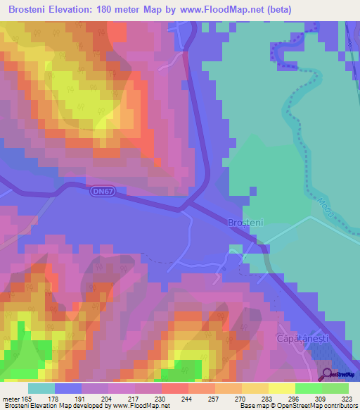 Brosteni,Romania Elevation Map