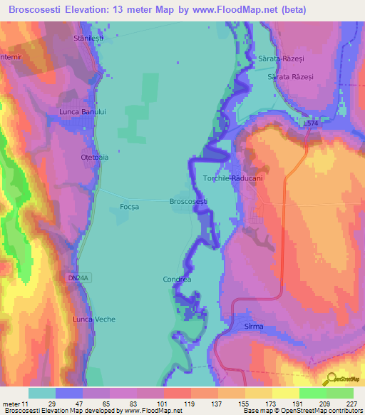 Broscosesti,Romania Elevation Map