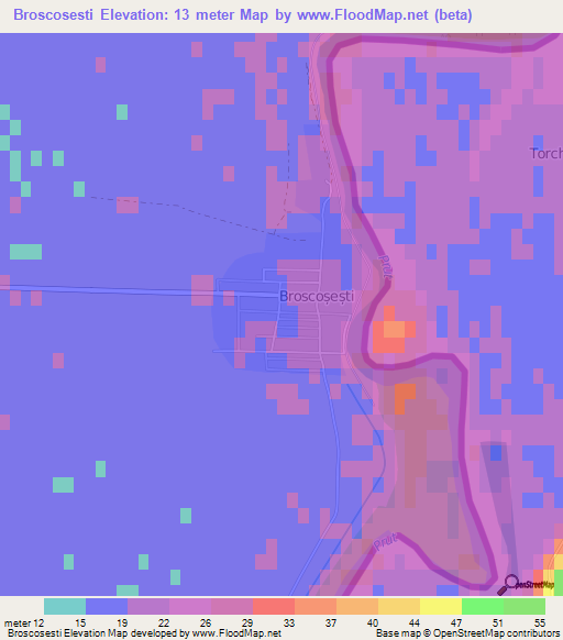 Broscosesti,Romania Elevation Map