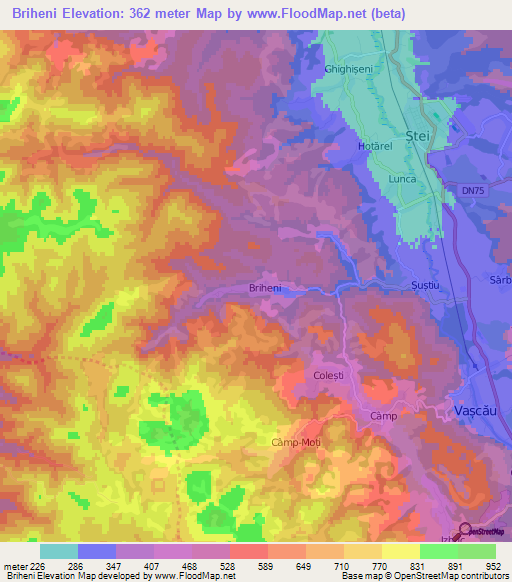 Briheni,Romania Elevation Map