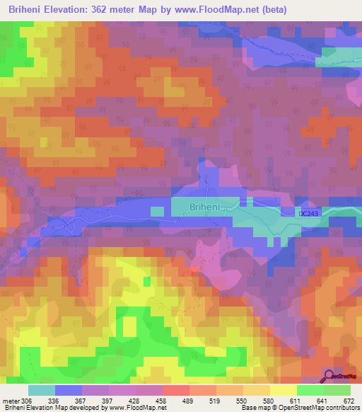 Briheni,Romania Elevation Map