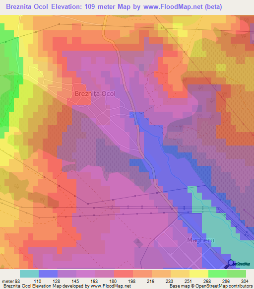 Breznita Ocol,Romania Elevation Map