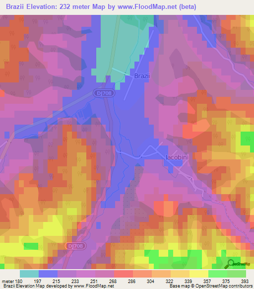 Brazii,Romania Elevation Map