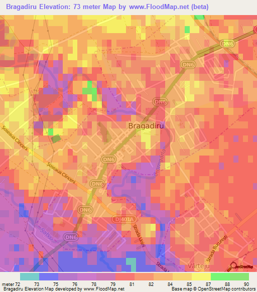 Bragadiru,Romania Elevation Map