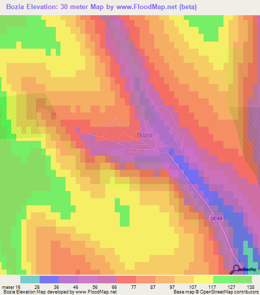 Bozia,Romania Elevation Map