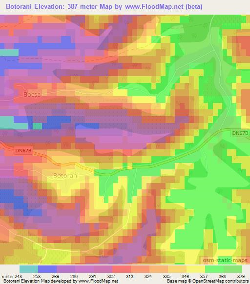 Botorani,Romania Elevation Map