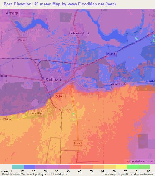 Bora,Romania Elevation Map