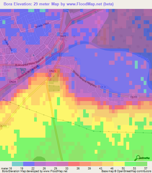 Bora,Romania Elevation Map