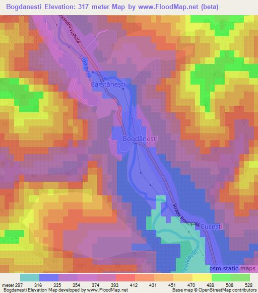 Bogdanesti,Romania Elevation Map