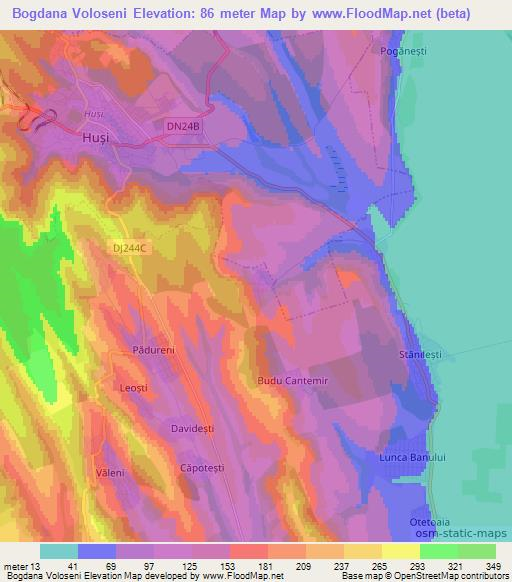 Bogdana Voloseni,Romania Elevation Map