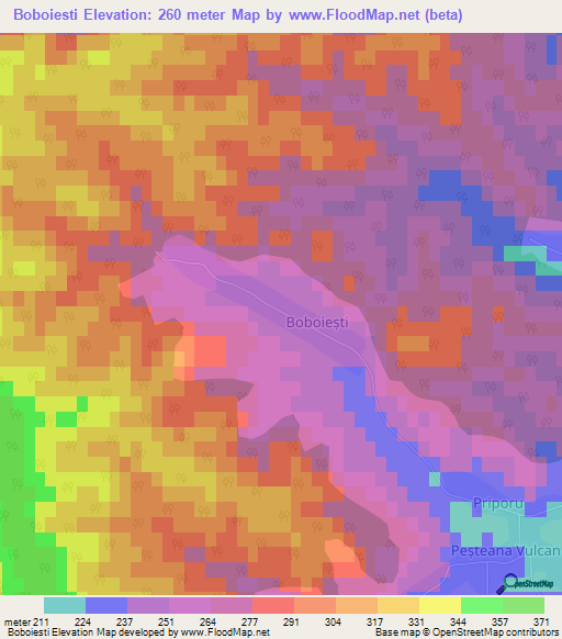 Boboiesti,Romania Elevation Map