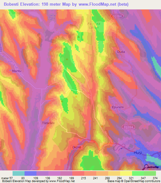 Bobesti,Romania Elevation Map